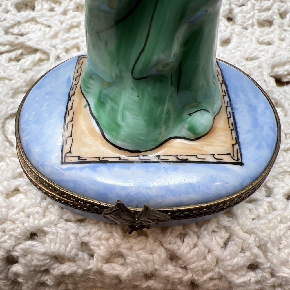 Limoges Trinket Box Statue Of Liberty New York US Flag & White House Peint Main - Picture 11 of 12